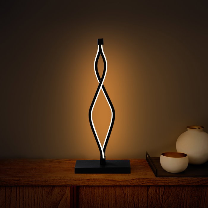 Opviq Lámpara de Sobremesa Metálica Negra LED 12W